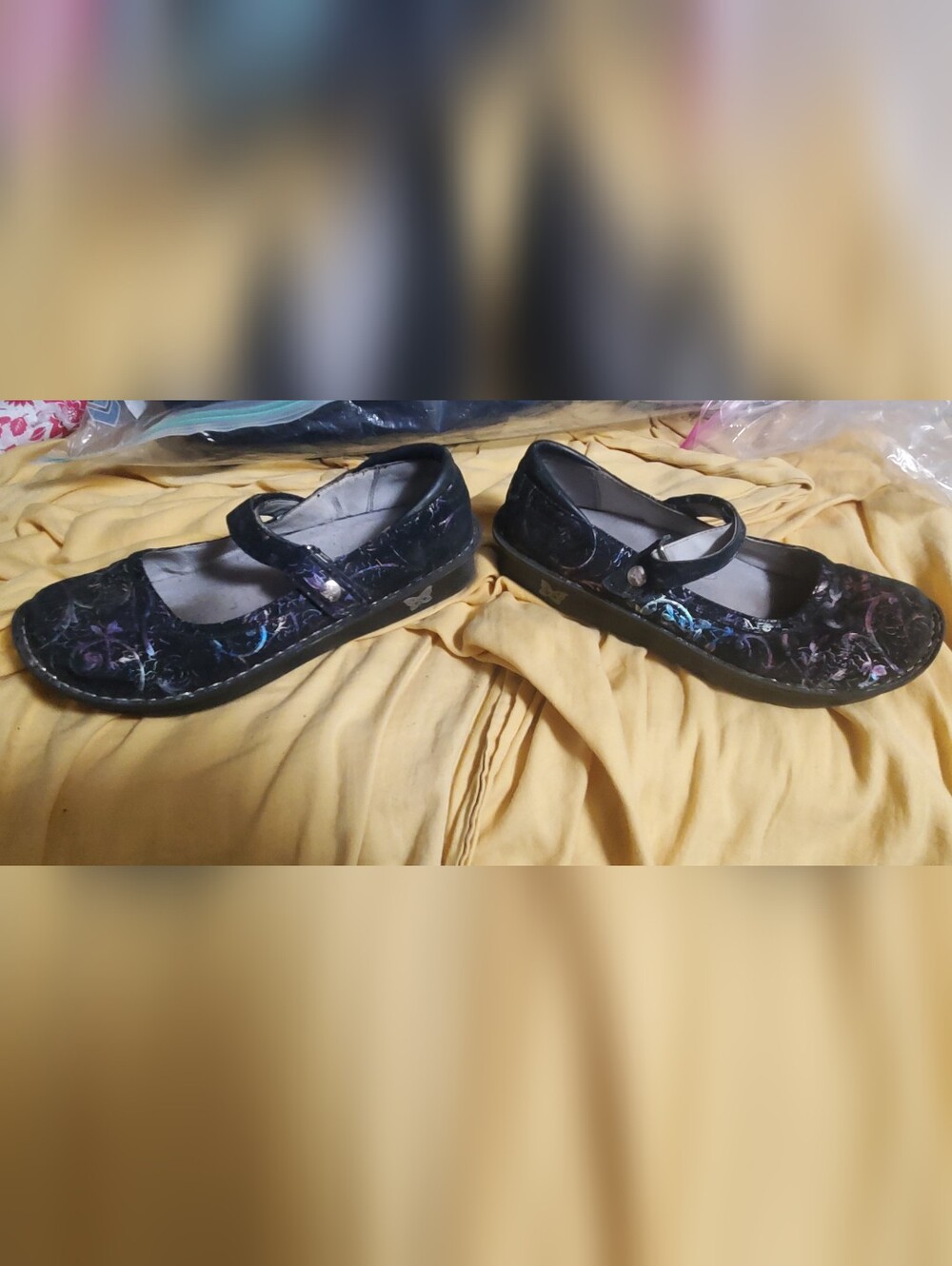 Alegria Black Mary Janes with Subtle Multicolor Accents